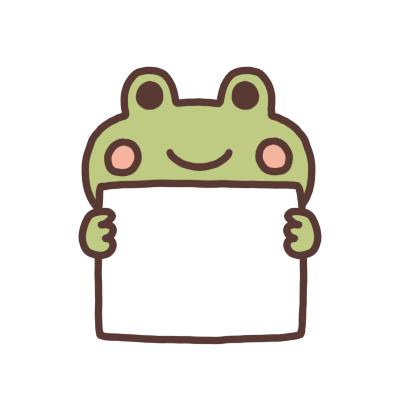 メッセージボードを持つカエルのイラスト