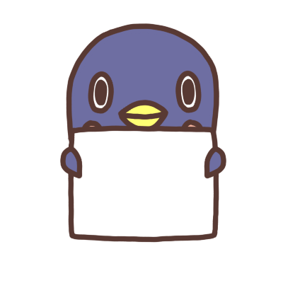 メッセージボードを持つペンギンのイラスト