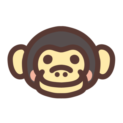 チンパンジーの顔アイコンイラスト