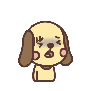 青ざめた表情の犬のイラスト