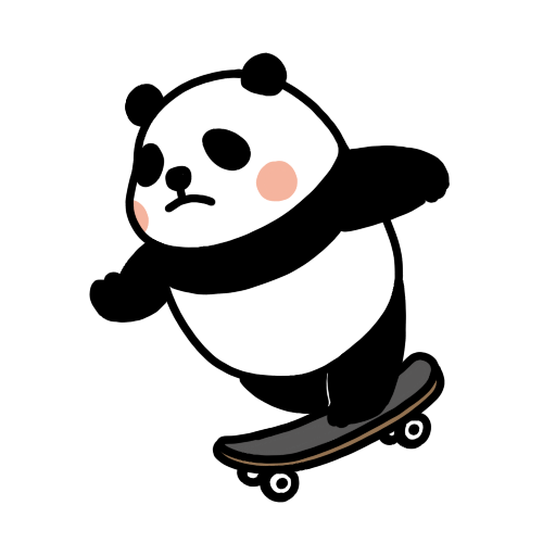 スケートボード スケボーに乗るパンダのイラスト かわいいパンダのフリー素材集 イラストバンク パンダ支店