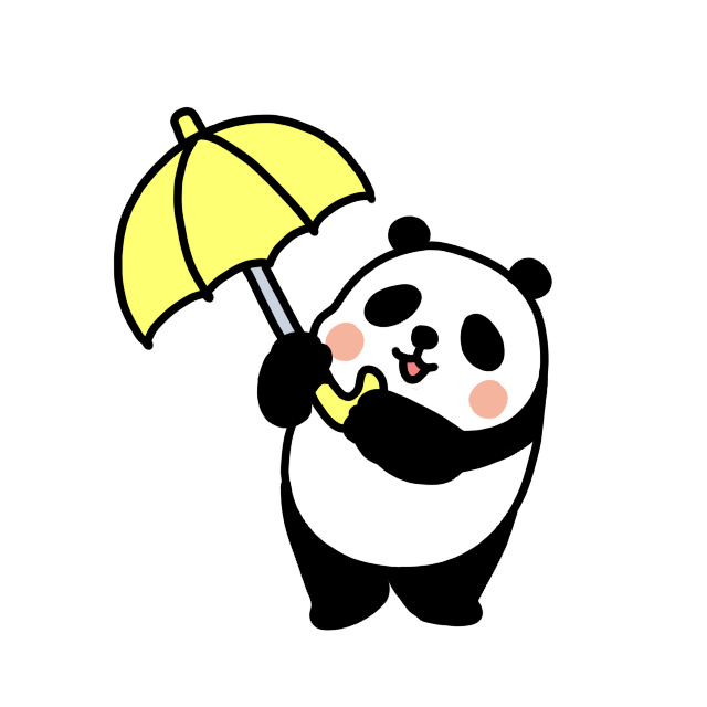 傘をさすパンダのイラスト 雨上がり