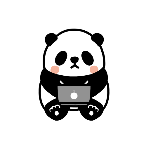 膝の上にパソコンを乗せて仕事をするパンダのイラスト かわいいパンダのフリー素材集 イラストバンク パンダ支店