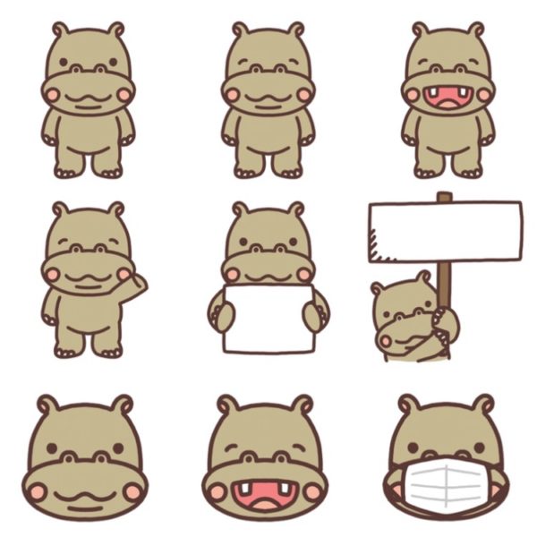 カバのイラスト 10種類 イラストバンク 本店 子どものイラスト集