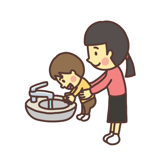 手を洗う子ども（幼児）のイラスト