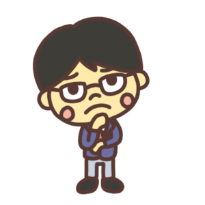 悩んだ顔の男子学生のイラスト