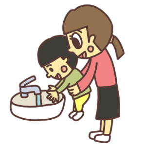 手を洗う幼児のイラスト