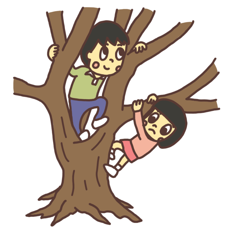 木登りをする子どものイラスト