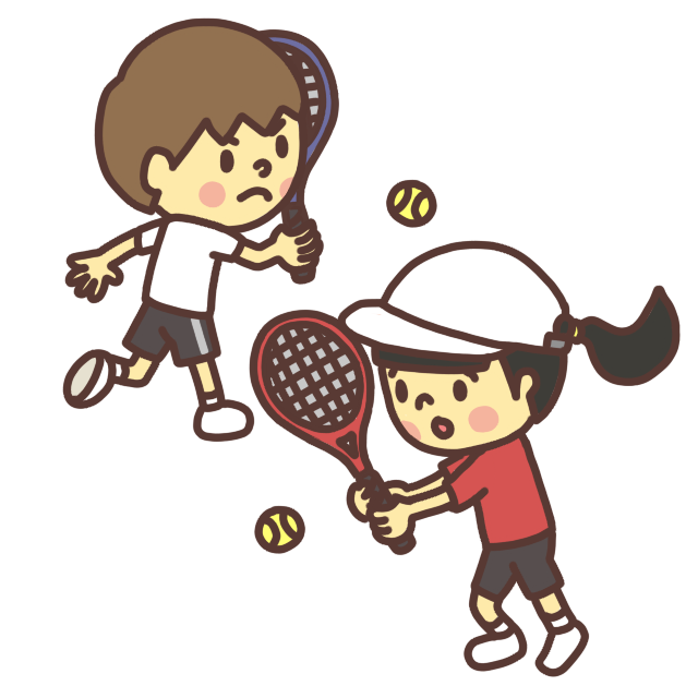 テニスをプレイする子どものイラスト