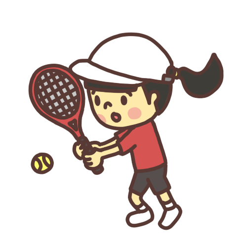 テニスボールをラケットで打つ女の子へのイラスト
