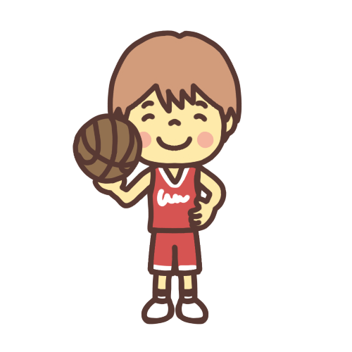バスケットボールをする男の子のイラスト笑顔バージョン
