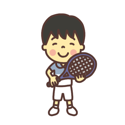 テニスをする男の子のイラスト笑顔バージョン