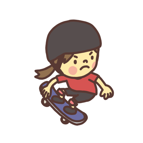 スケートボードで滑る子どものイラスト