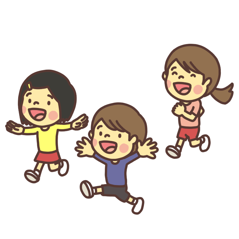 鬼ごっこを遊ぶ子ども達のイラスト