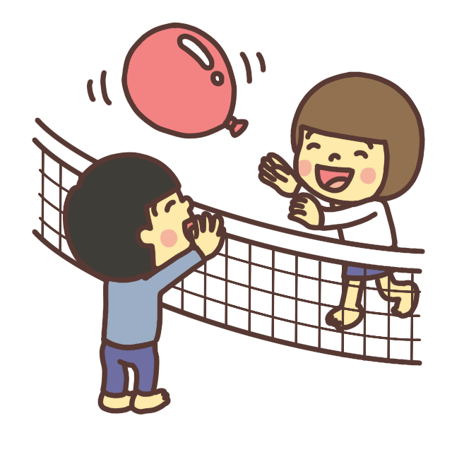 風船で遊ぶ子どものイラスト ネットあり