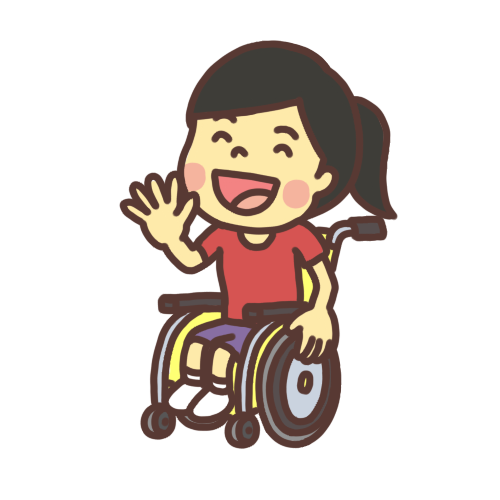 車椅子に乗った女の子のイラスト笑顔バージョン