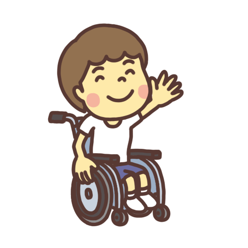 車椅子に乗った男の子のイラスト微笑みバージョン