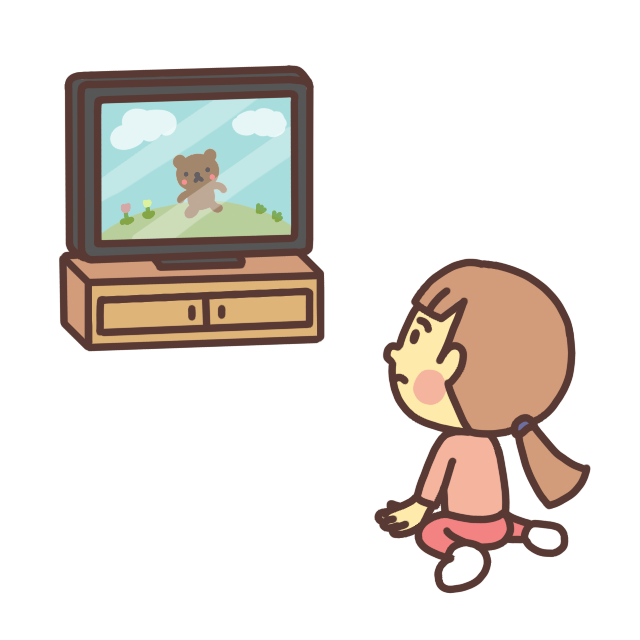 テレビを見る女の子のイラスト