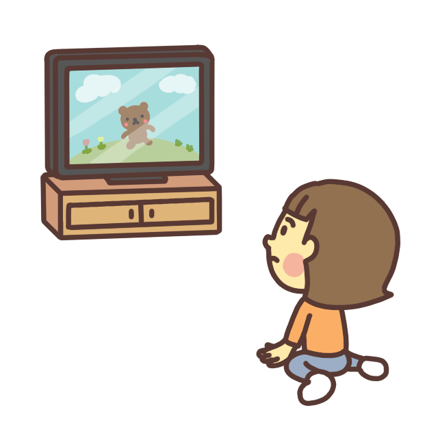 テレビを見る子どものイラスト