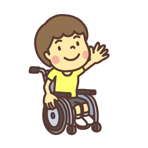 車椅子に乗った男の子のイラスト私服バージョン