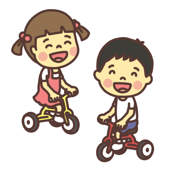 三輪車に乗る子どものイラスト 笑顔