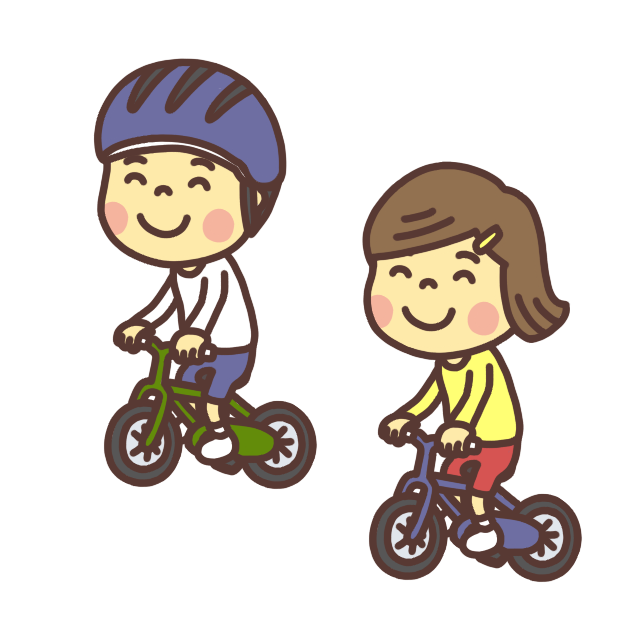 自転車に乗ってお出かけする子どものイラスト 微笑み