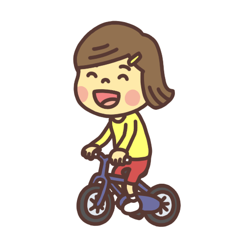 自転車で遊ぶ子どものイラスト 笑顔