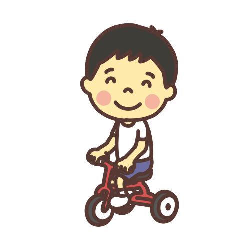 三輪車で遊ぶ子どものイラスト 微笑み