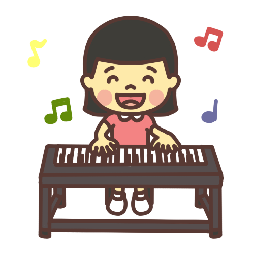 ピアノを弾く子どものイラスト 笑顔