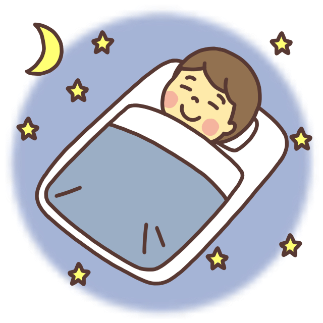 【睡眠】夜に布団で寝る子どものイラスト