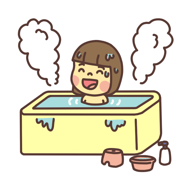 【お風呂】湯船に浸かる子どものイラスト 笑顔