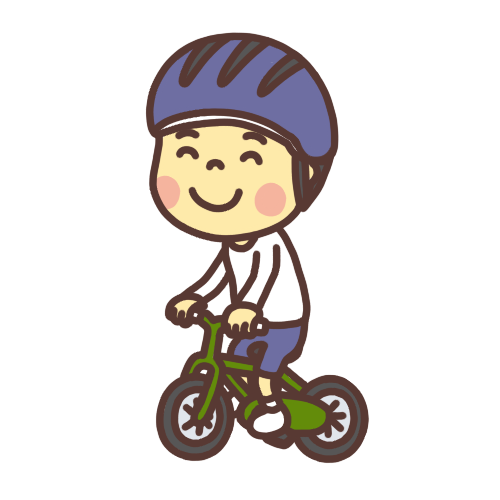 自転車に乗っで走る子どものイラストのイラスト 微笑み