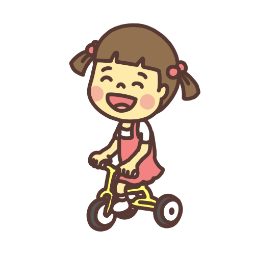 三輪車で走る子どものイラスト 笑顔