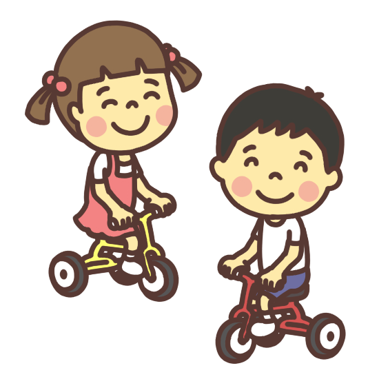 三輪車に乗る子どものイラスト 微笑み