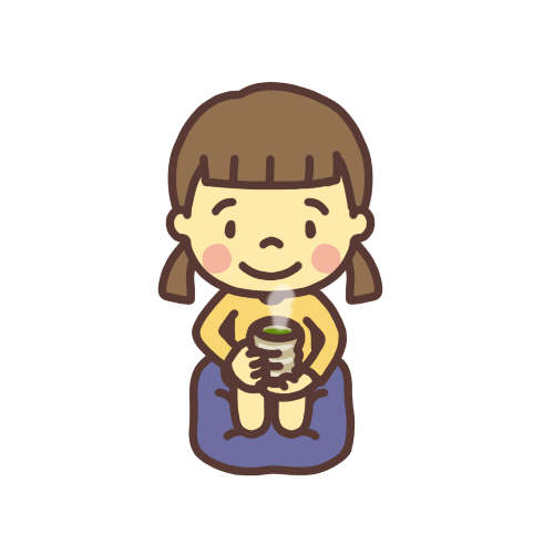 お茶を飲む女の子のイラスト