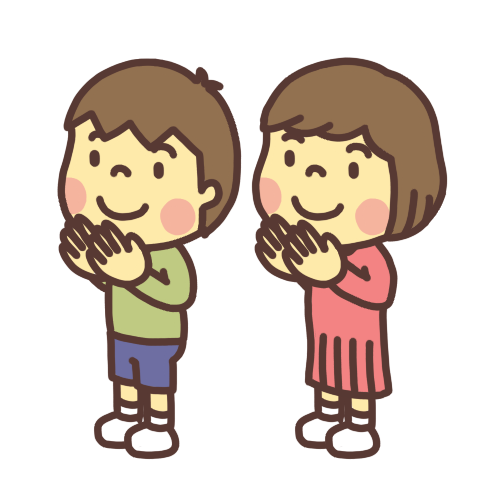 手を叩いて拍手をする子ども達のイラスト
