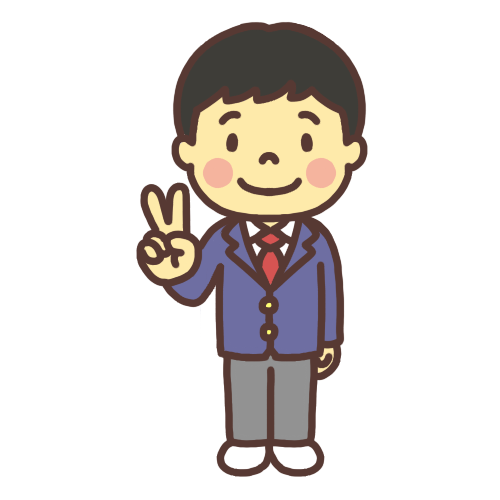 学校の制服を着た男子中学生のイラスト ピース