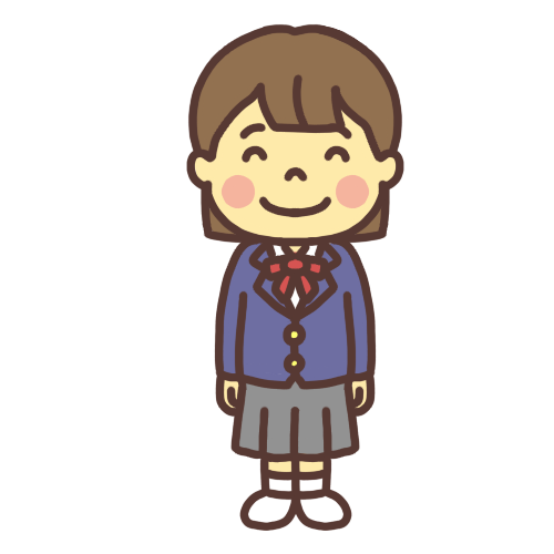 学校の制服を着た女子中学生のイラスト 笑顔