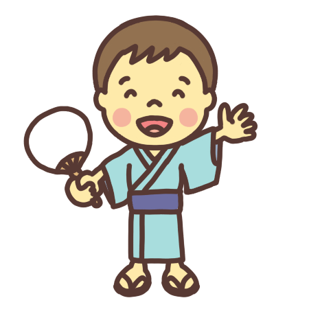 夏祭りで浴衣を着た男の子のイラスト