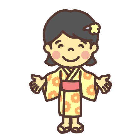 夏祭りで浴衣を着た女の子のイラスト