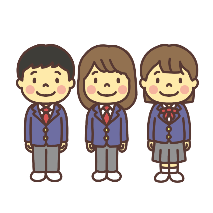 学校の制服を着た中学生達のイラスト