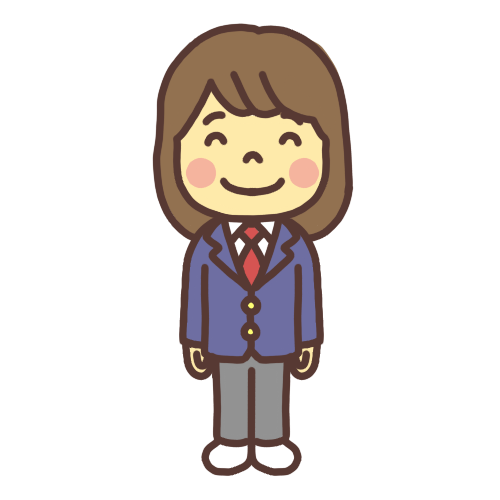 ジェンダーレス制服を着た中学生のイラスト 笑顔