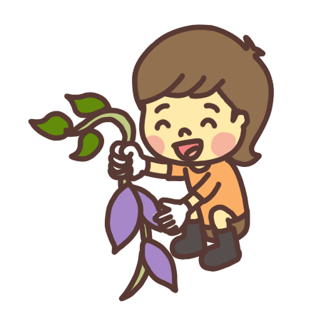 芋掘りをする男の子のイラスト