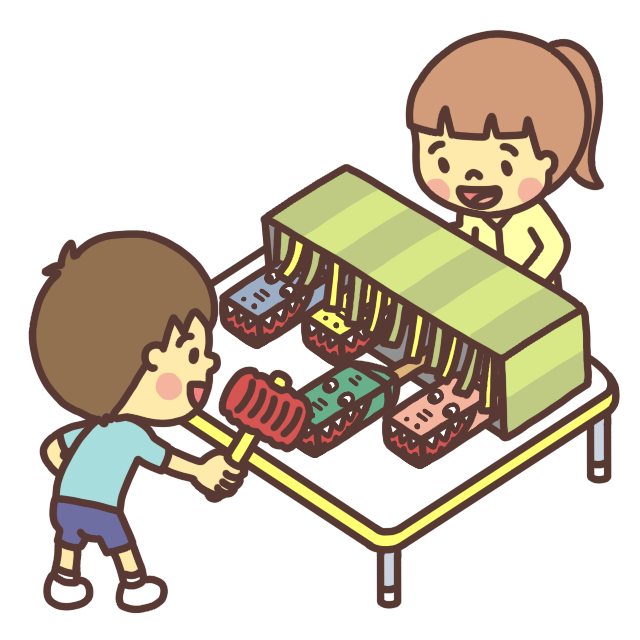 「ワニワニパニックゲーム」をして遊ぶ子どものイラスト