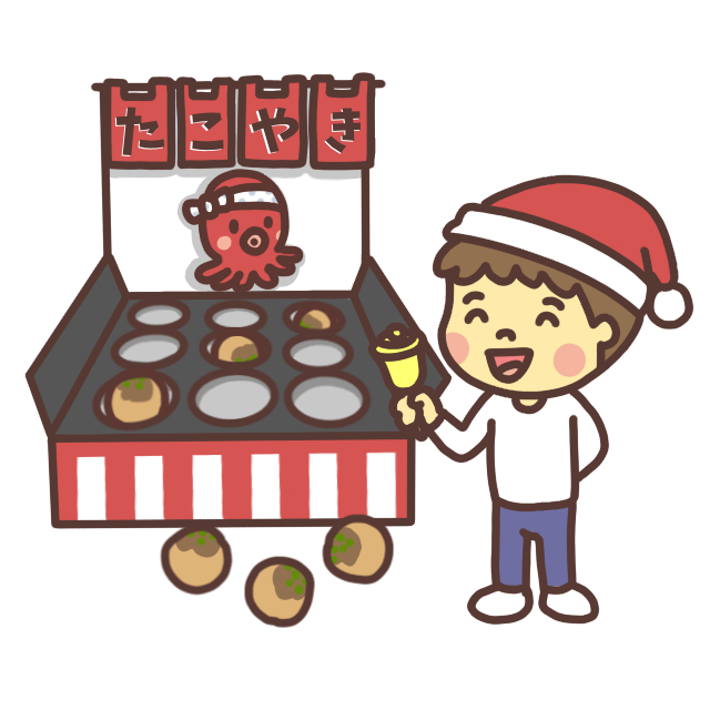 たこ焼きビンゴゲームクリスマスバージョンのイラスト