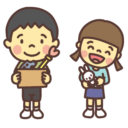 おもちゃを寄付する子どものイラスト
