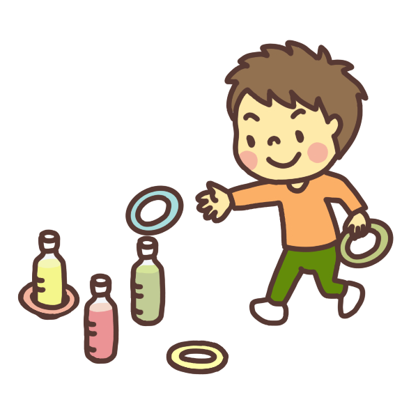 輪投げをして遊ぶ子どものイラスト