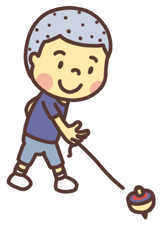 コマを回す男の子のイラスト