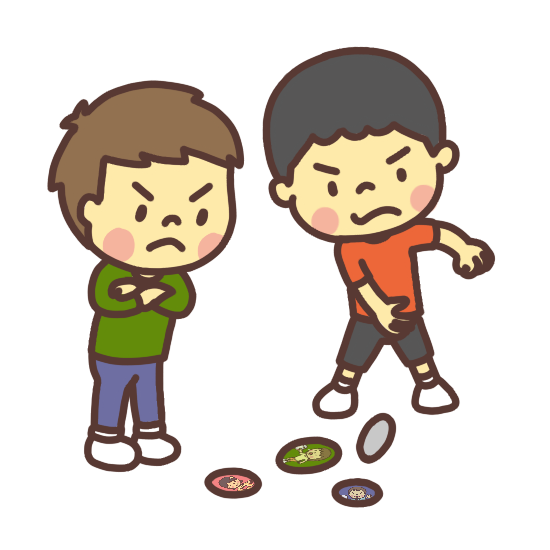 メンコをして遊ぶ子どものイラスト