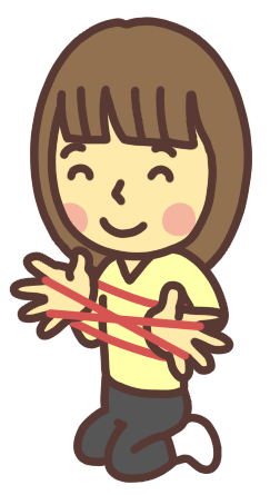 あやとりをして遊ぶ女性 先生 お姉さん お母さんのイラスト